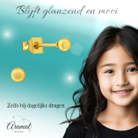 Bolletjes oorbellen &acirc;&euro;&ldquo; Goudkleur &acirc;&euro;&ldquo; 3mm -