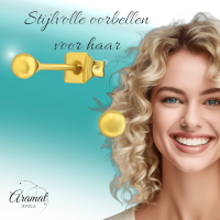 Bolletjes oorbellen &acirc;&euro;&ldquo; Goudkleur &acirc;&euro;&ldquo; 3mm -