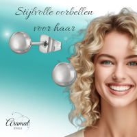 Bolletjes oorbellen &acirc;&euro;&ldquo; zilverkleur &acirc;&euro;&ldquo; 5mm -