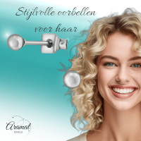 Bolletjes oorbellen &acirc;&euro;&ldquo; zilverkleur &acirc;&euro;&ldquo; 3mm -