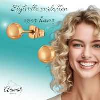 Bolletjes oorbellen &acirc;&euro;&ldquo; ros&Atilde;&copy;kleur &acirc;&euro;&ldquo; 6mm -