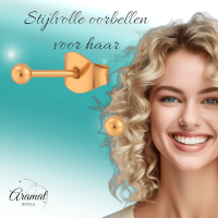 Bolletjes oorbellen &acirc;&euro;&ldquo; ros&Atilde;&copy;kleur &acirc;&euro;&ldquo; 3mm -