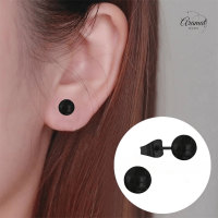 Zwarte Bolletjes Oorbellen 7mm -