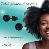 Zwarte Bolletjes Oorbellen 7mm -