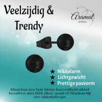 Zwarte Bolletjes Oorbellen 7mm -
