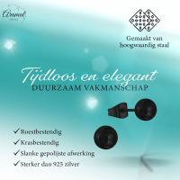 Zwarte Bolletjes Oorbellen 7mm -