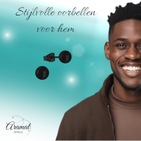 Zwarte Bolletjes Oorbellen 7mm -