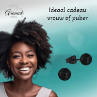 Zwarte Bolletjes Oorbellen 7mm -