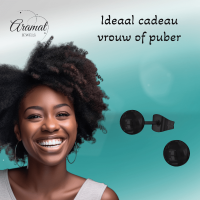 Zwarte Bolletjes Oorbellen 6mm -