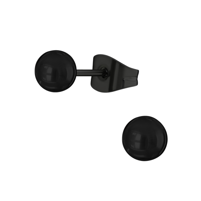 Zwarte Bolletjes Oorbellen 4mm -