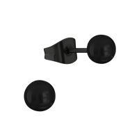 Zwarte Bolletjes Oorbellen 4mm -