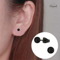 Zwarte Bolletjes Oorbellen 4mm -