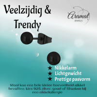 Zwarte Bolletjes Oorbellen 4mm -