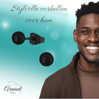 Zwarte Bolletjes Oorbellen 4mm -