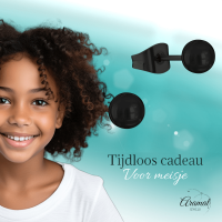 Zwarte Bolletjes Oorbellen 4mm -