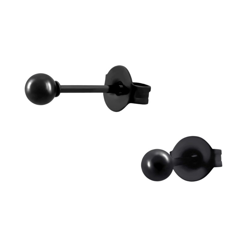 Zwarte Bolletjes Oorbellen 3mm -