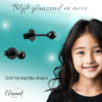 Zwarte Bolletjes Oorbellen 3mm -