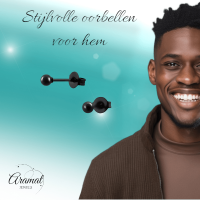 Zwarte Bolletjes Oorbellen 3mm -