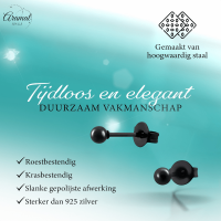 Zwarte Bolletjes Oorbellen 3mm -