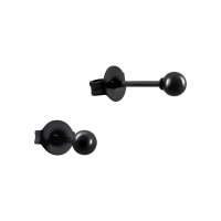 Zwarte Bolletjes Oorbellen 3mm -