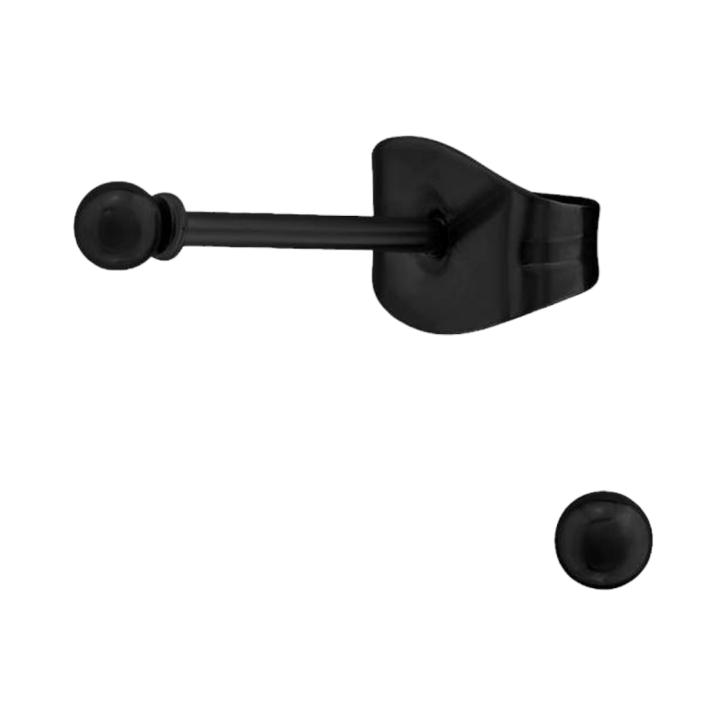 Zwarte Bolletjes Oorbellen 2mm -