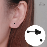Zwarte Bolletjes Oorbellen 2mm -