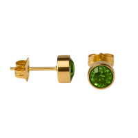 Lichtgroene Kristallen Oorstekers 6mm &acirc;&euro;&ldquo; Goudkleurig -