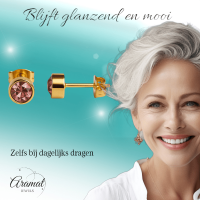 Goudkleurige Oorstekers 5mm - Lichtroze Kristal -