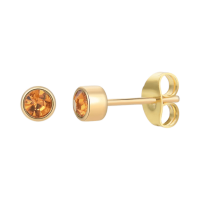 Goudkleurige Oorstekers 4mm - Bruin Oranje Kristal -