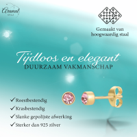 Goudkleurige Oorstekers 4mm - Lichtroze Kristal -