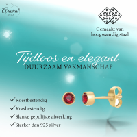 Goudkleurige Oorstekers 4mm - Rood Kristal -