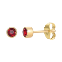 Goudkleurige Oorstekers 4mm - Rood Kristal -