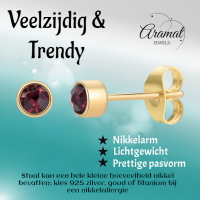 Goudkleurige Oorstekers 4mm - Paars Kristal -