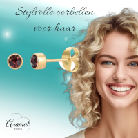 Goudkleurige Oorstekers 4mm - Paars Kristal -