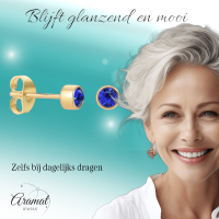 Goudkleurige Oorstekers 4mm - Donkerblauw Kristal -