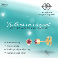 Goudkleurige Oorstekers 4mm - Roze Kristal -