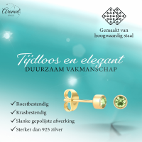Goudkleurige Oorstekers 4mm - Lichtgroen Kristal -