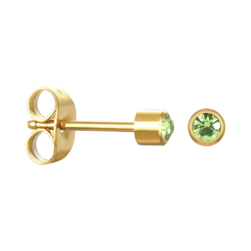Stalen Oorstekers 3mm - Lichtgroen Kristal -