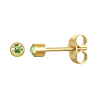 Stalen Oorstekers 3mm - Lichtgroen Kristal -