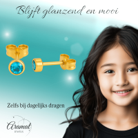 Kristallen Oorknopjes Aqua Blauw - 4mm -