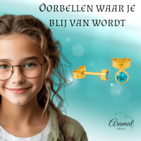 Kristallen Oorknopjes Aqua Blauw - 4mm -