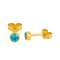 Kristallen Oorknopjes Aqua Blauw - 4mm -