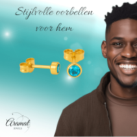 Kristallen Oorknopjes Aqua Blauw - 4mm -