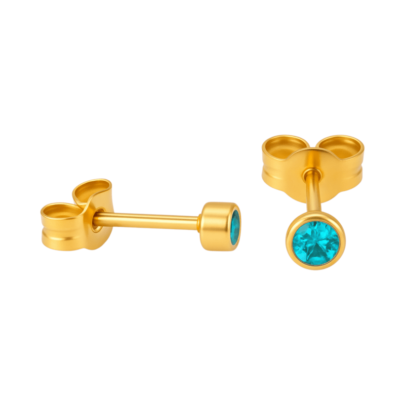 Stalen Aqua Blauwe Kristal Oorbellen 3mm -