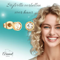 Goudkleurige Stalen Kristallen Oorbellen 5mm -