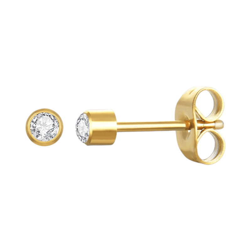 Stalen Kristallen Oorbellen - Goudkleur - 3mm -