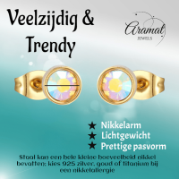 Goudkleurige AB kristallen oorbellen &acirc;&euro;&ldquo; 7 mm -