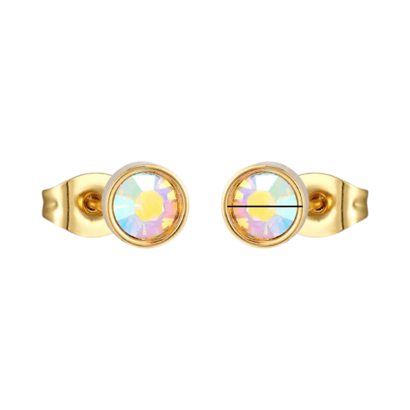 Goudkleurige AB kristal oorbellen &acirc;&euro;&ldquo; 6 mm -