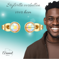 Goudkleurige AB kristal oorbellen &acirc;&euro;&ldquo; 6 mm -