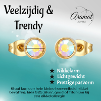 Goudkleurige AB kristal oorbellen &acirc;&euro;&ldquo; 6 mm -